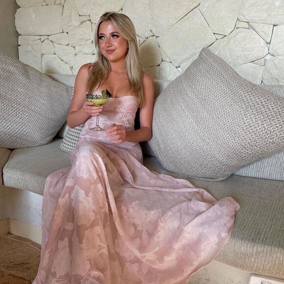 Romantic gauze light hook flower cutout dress - Picture 3 of 4